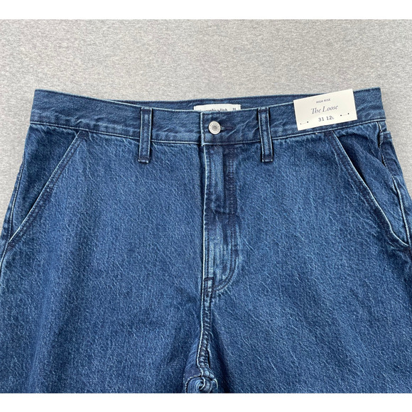 Abercrombie & Fitch High Rise Loose Jeans Womens 31 / 12 Long Blue Dark Wash NWT - Picture 12 of 16